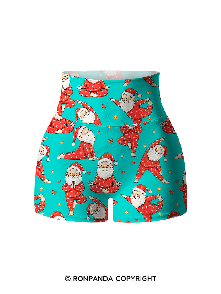 Funny Santa Yoga Printed Yoga Shorts