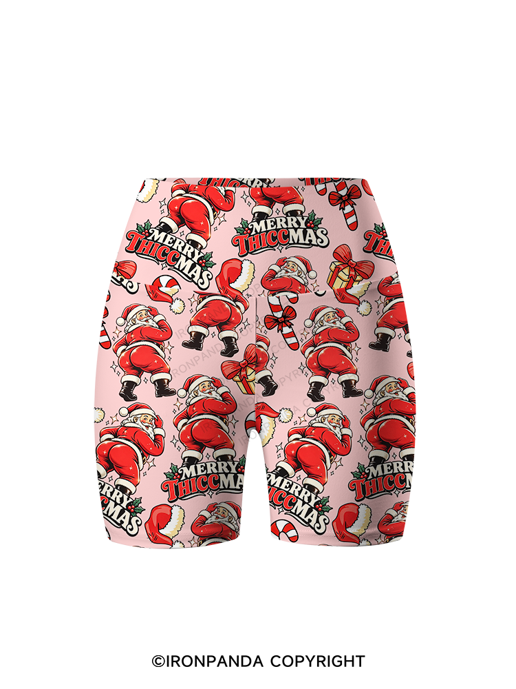 Merry Thiccmas Printed Yoga Cycling Shorts