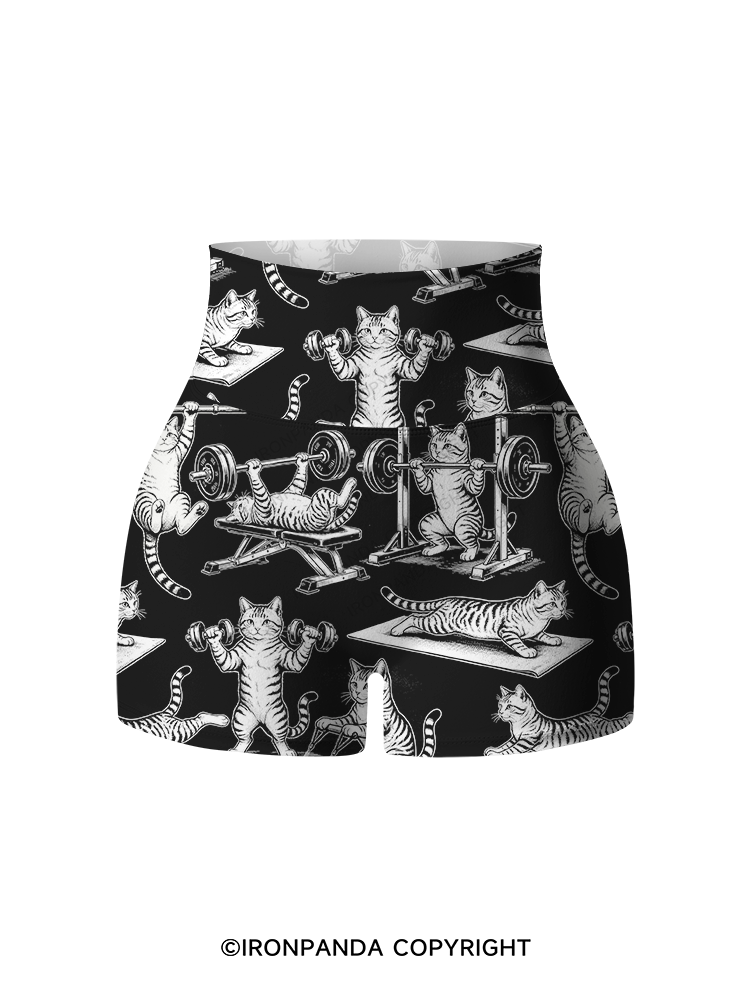 Fitness Cute Cat Printed Yoga Shorts