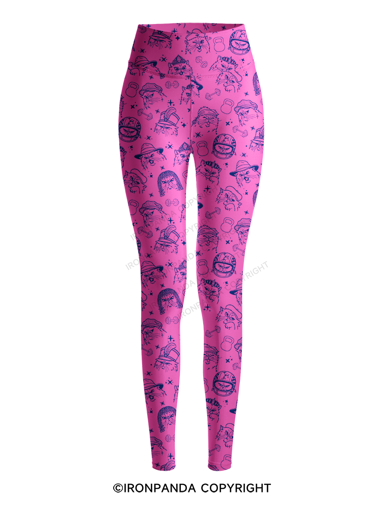 FITNESS COOL CATS Printed Yoga Pants