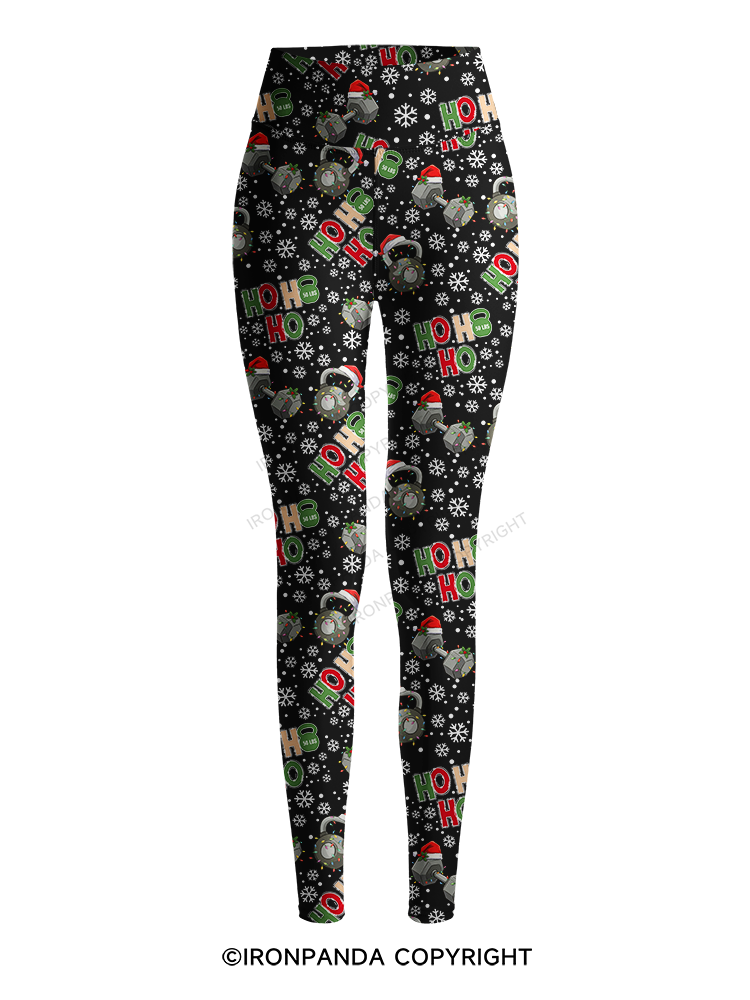 HOHOHO MERRY LIFTMASS Printed Yoga Pants