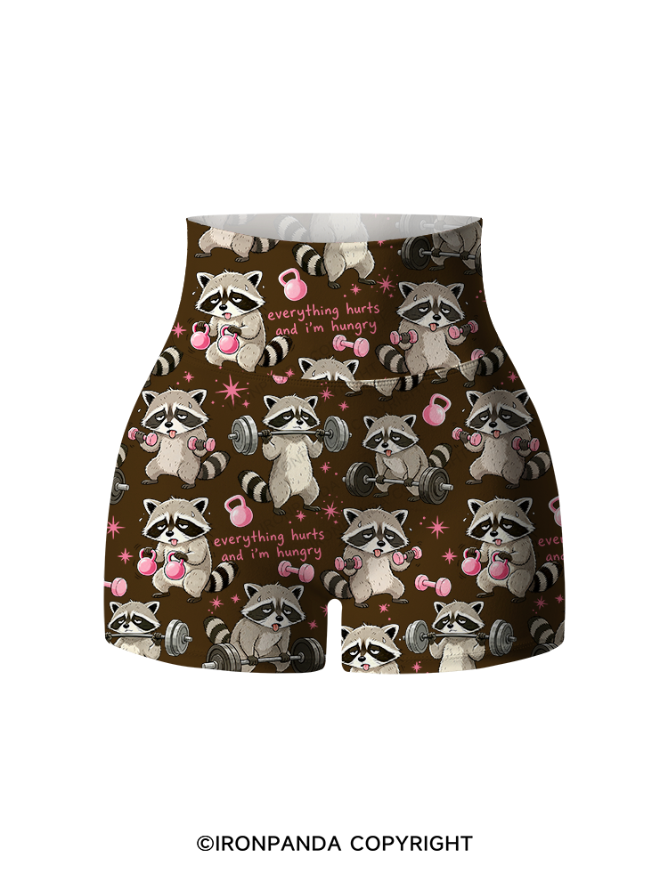 Everything Hurts And I‘m Hungry Printed Yoga Shorts