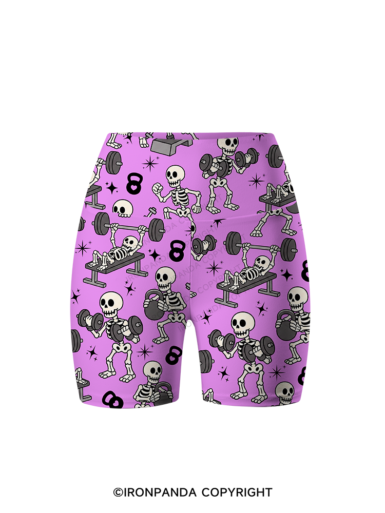 Skeleton Gym Workout Printed Yoga Cycling Shorts