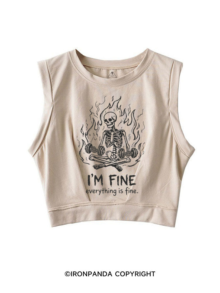 I'M FINE EVERYTHING IS FINE SKELETON SLEEVELESS CROP TOPS