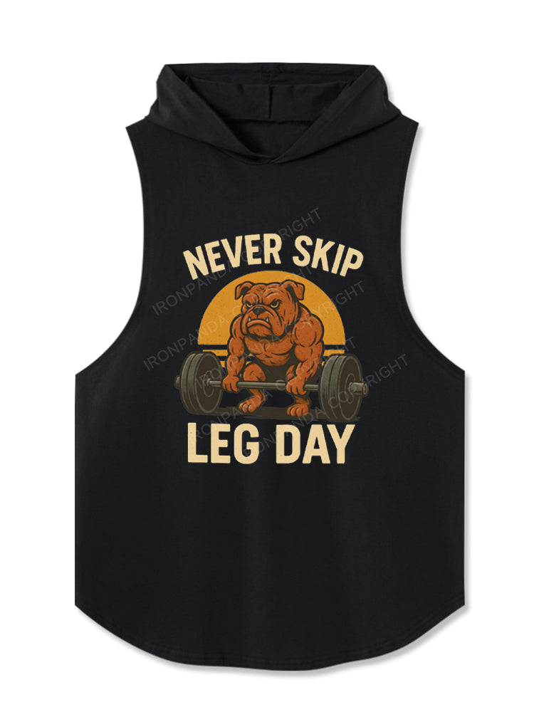 Never Skip Leg Day Muscular Bulldog Hooded Tank