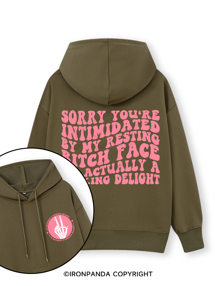 SORRY YOU'RE INTIMIDATED BY MY RESTING BITCH FACE Double-Sided Printed Classic Gym Hoodie