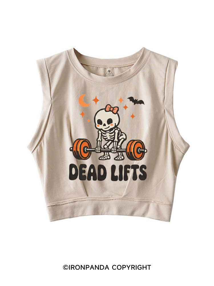 DEAD LIFTS SKELETON HALLOWEEN SLEEVELESS CROP TOPS