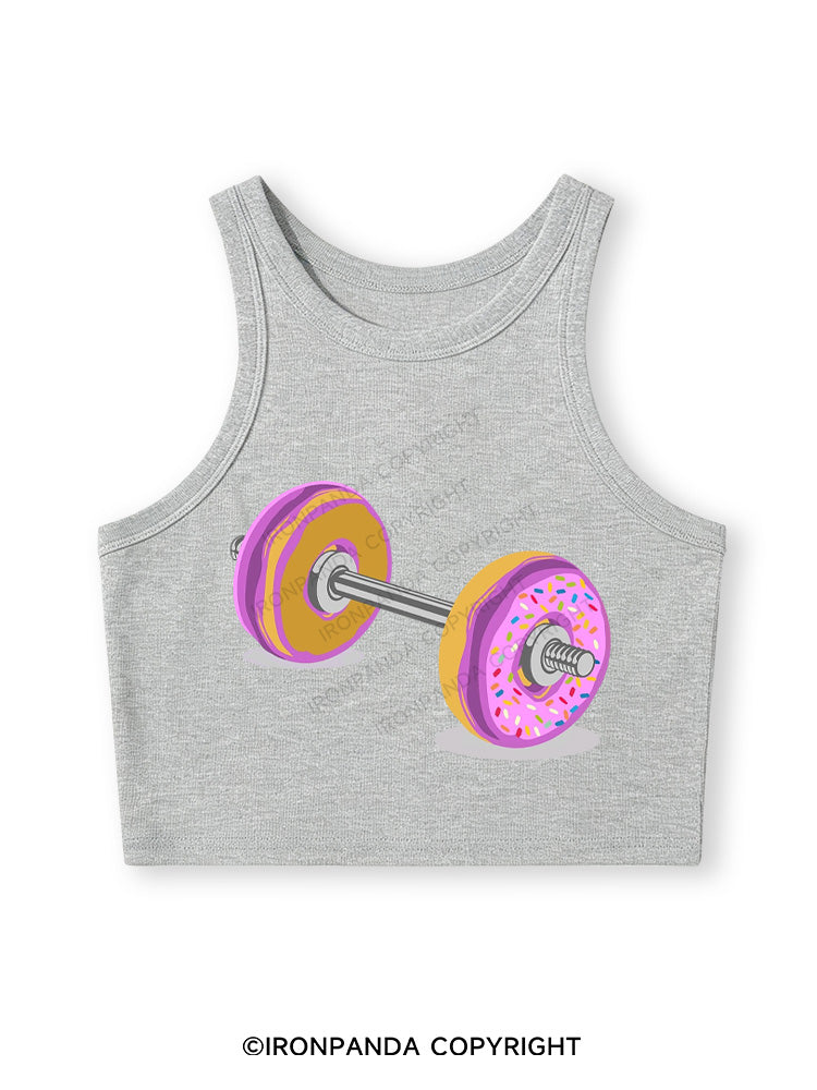DONUT BARBELL Fitted Crop Tank Top