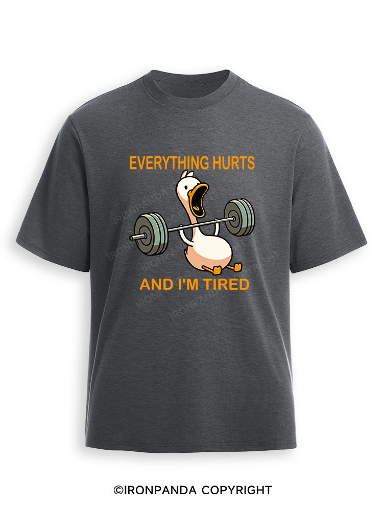 EVERYTHING HURTS AND I'M TIRED DUCK Ultra Soft Heather T-Shirt