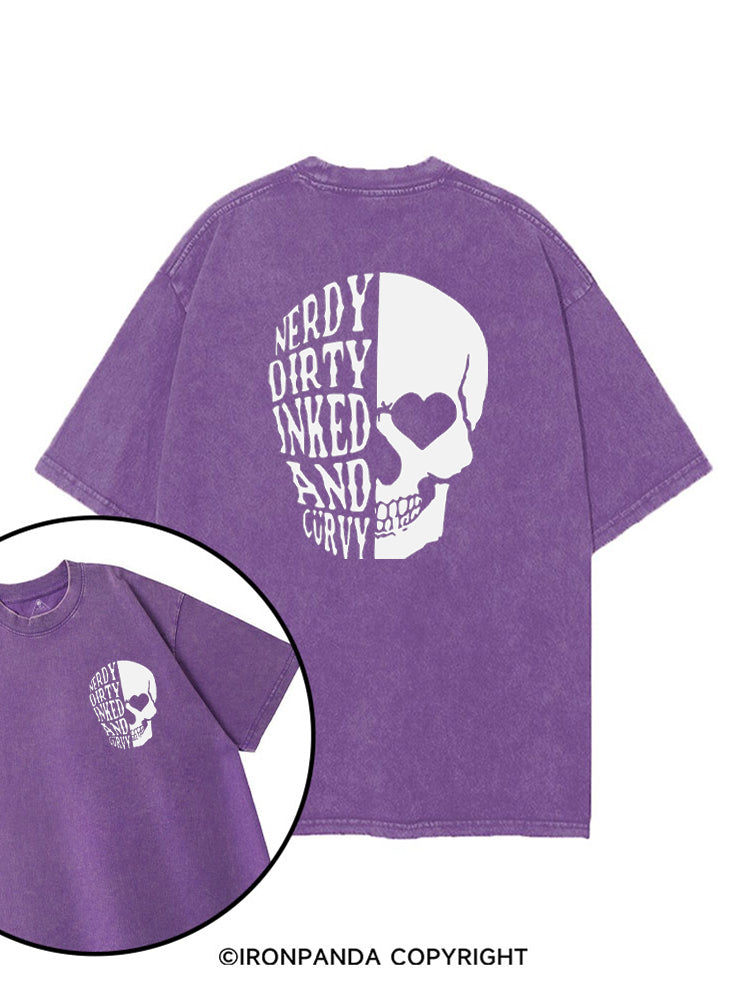 Nerdy Dirty Inked and Curvy printed Gym Shirt
