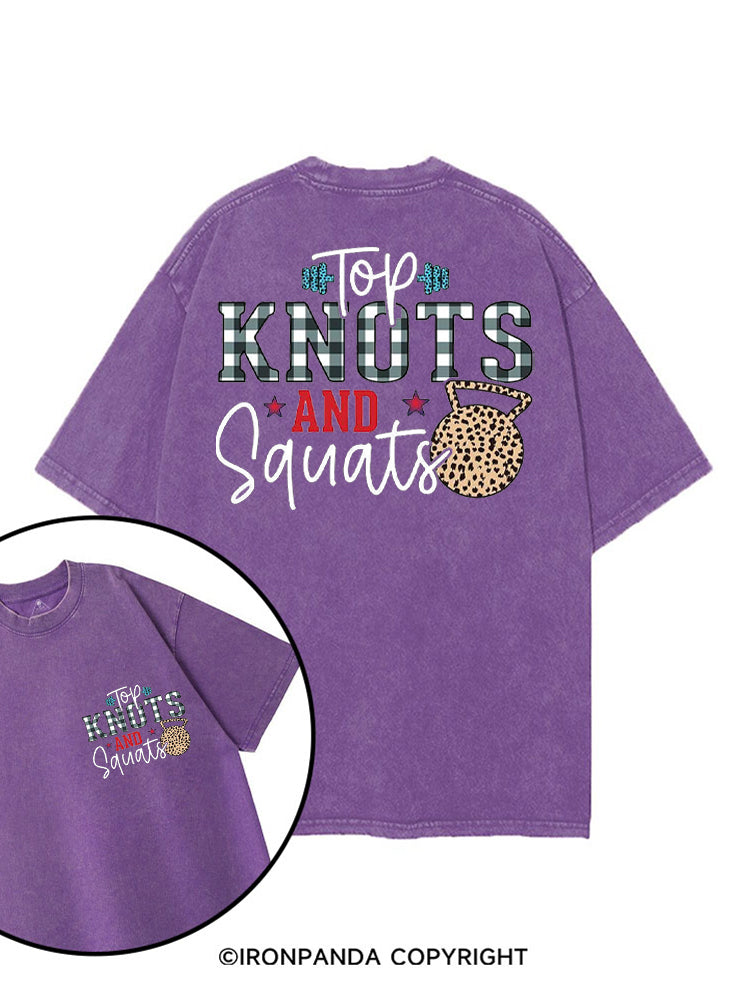 TOP KNOTS AND SQUATS FUNNY GYM printed Gym Shirt