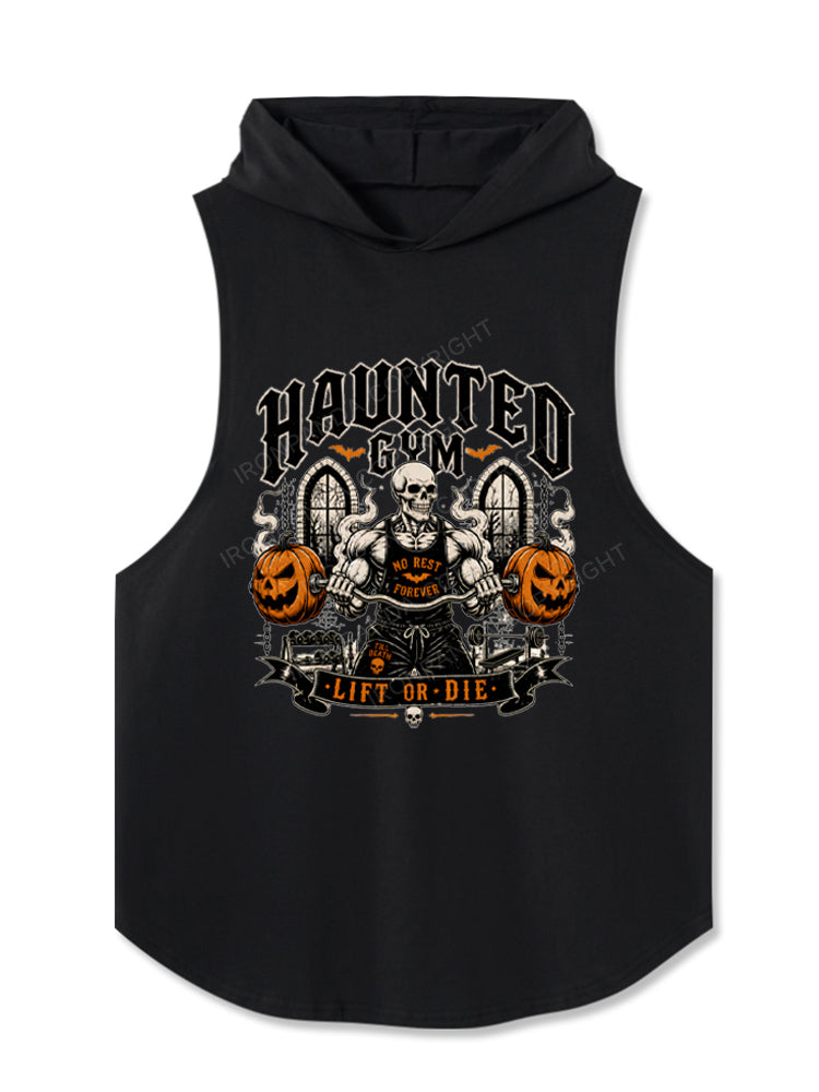 Haunted Gym Halloween Workout Skeleton Pumpkins Hooded Tank