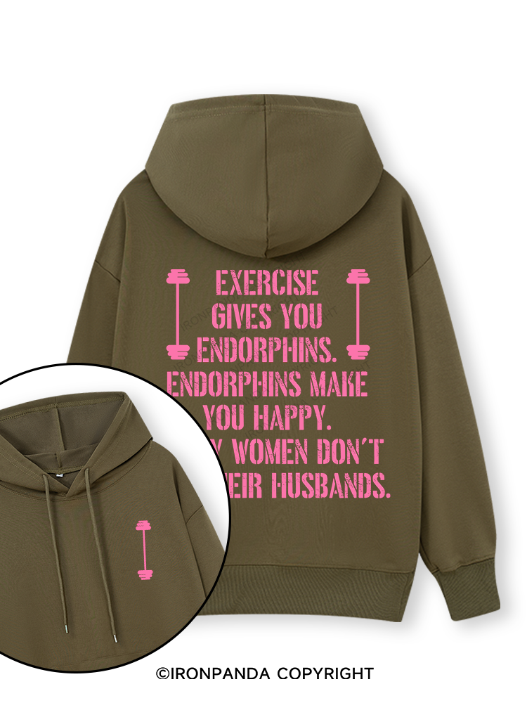 EXERCISE GIVES YOU ENDORPHINS PINK Double-Sided Printed Classic Gym Hoodie