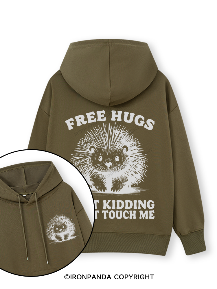 Free Hugs Just Kidding Don't Touch Me Lion Double-Sided Printed Classic Gym Hoodie
