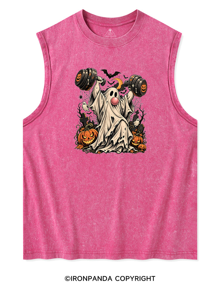 VINTAGE GHOST GYM WEIGHTLIFTING Washed Tank