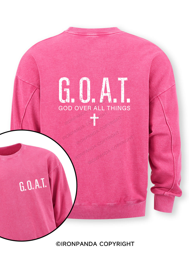 God over All Things Double-Sided Printed Washed Sweatshirt