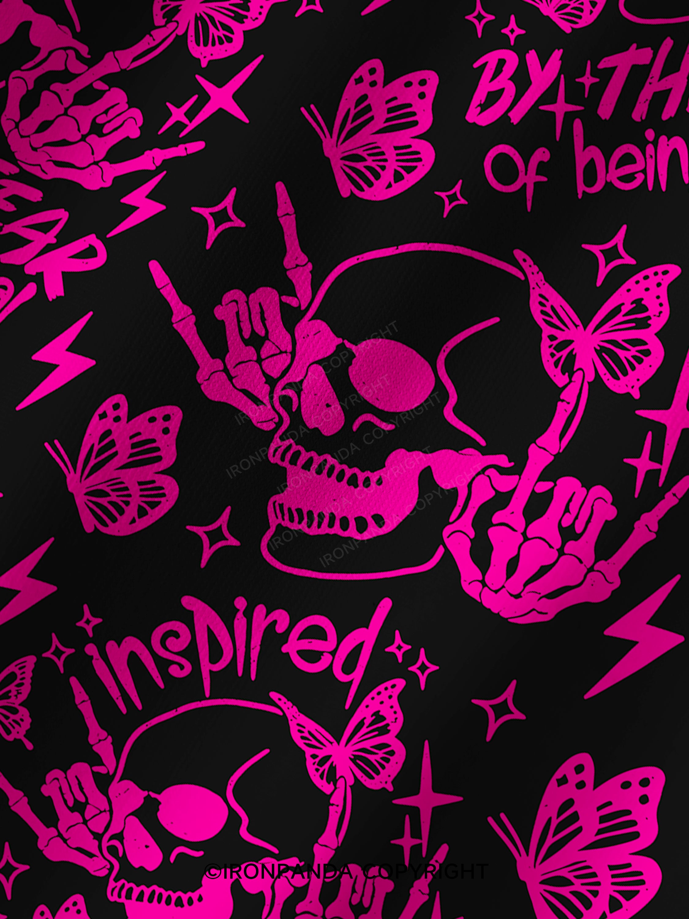 INSPIRED BY THE FEAR OF BEING NORMAL SKELETON Print Printed Yoga Shorts