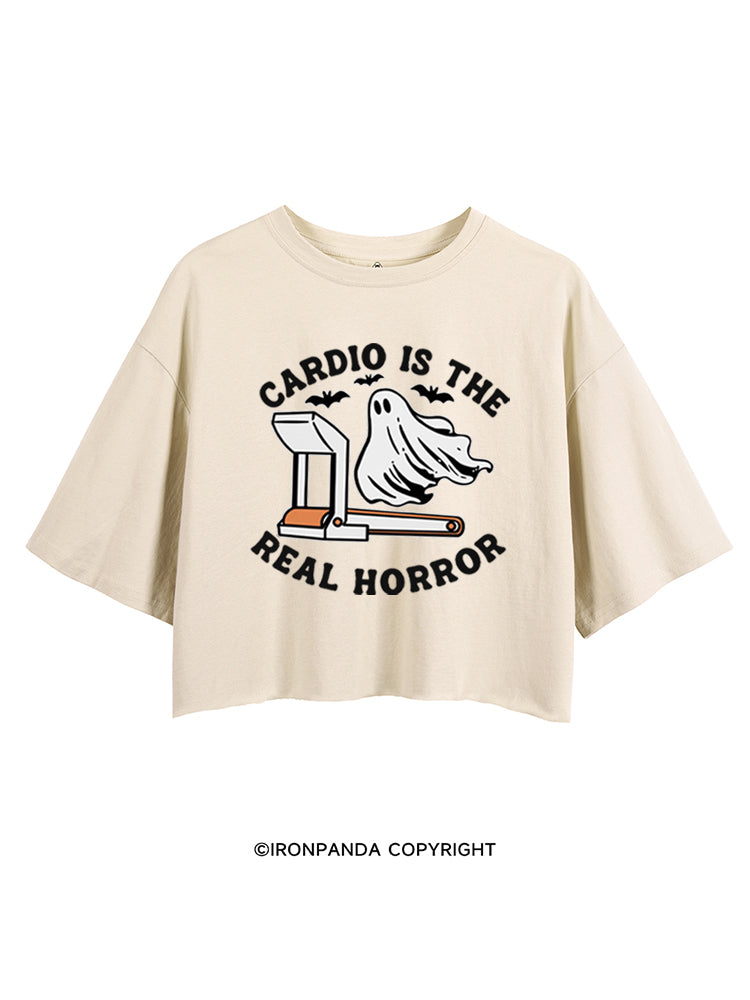 CARDIO IS THE REAL HORROR HALLOWEEN CROP TOPS