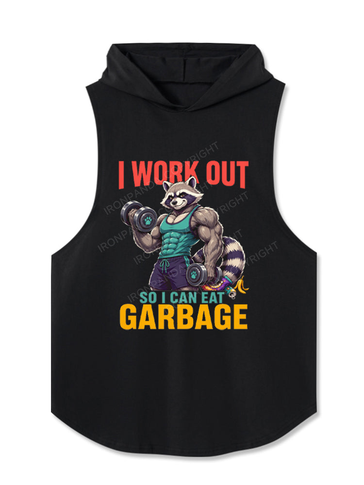 Buff Raccoon Workout for Garbage Hooded Tank