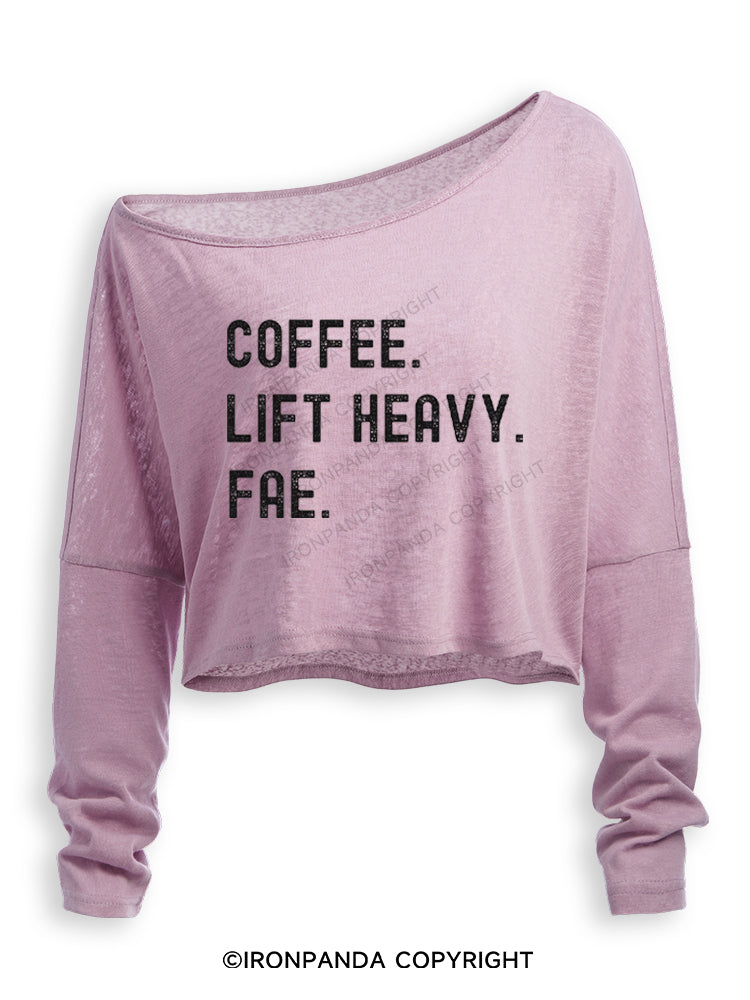 Coffee Lift Heavy Fae Off Shoulder Long Sleeve Crop Top