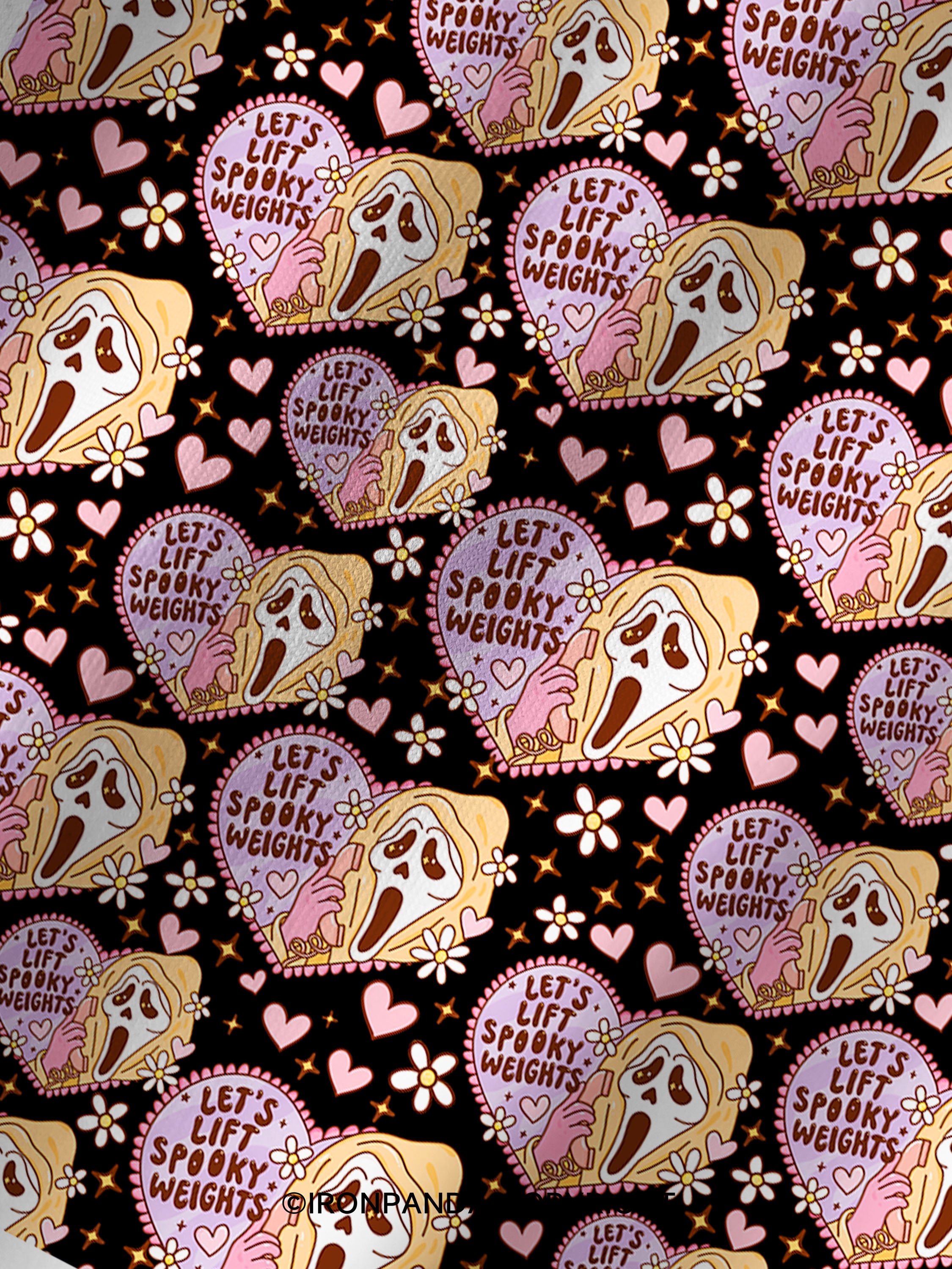 LET'S LIFT SPOOKY WEIGHTS Printed Yoga Shorts
