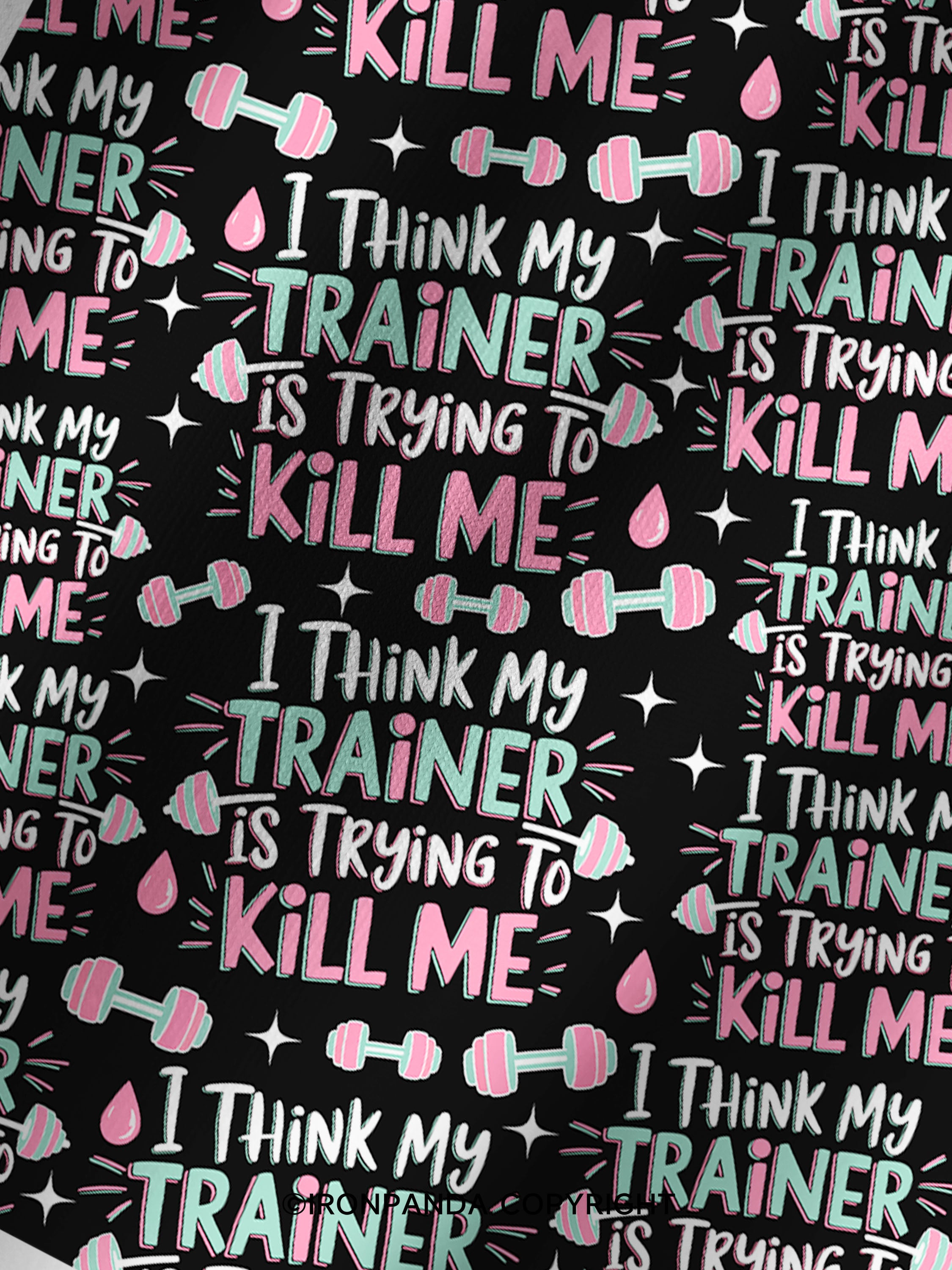 I THINK MY TRAINER IS TRYING TO KILL ME FUNNY Printed Yoga Shorts