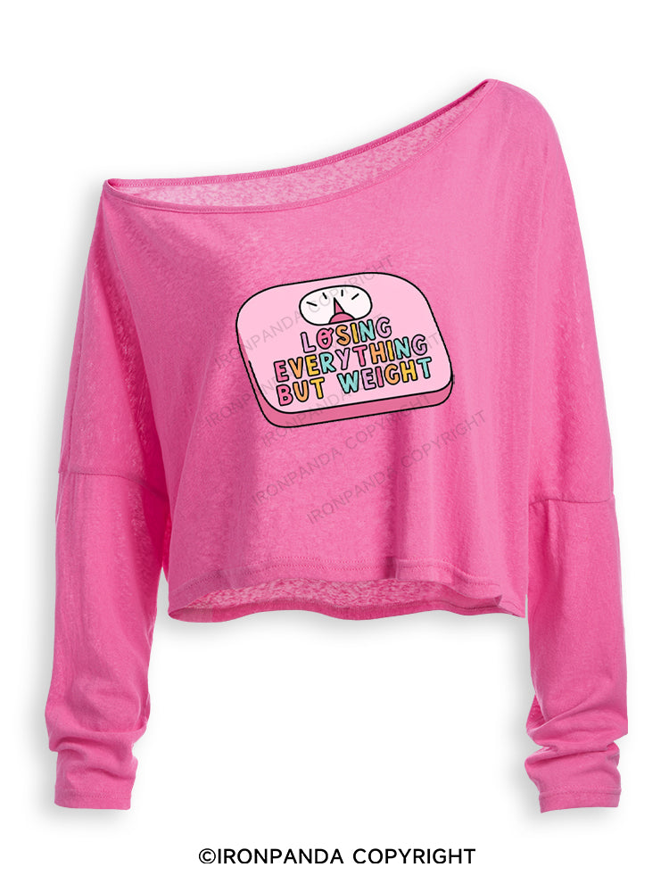 LOSING EVERYTHING BUT WEIGHT Off Shoulder Long Sleeve Crop Top