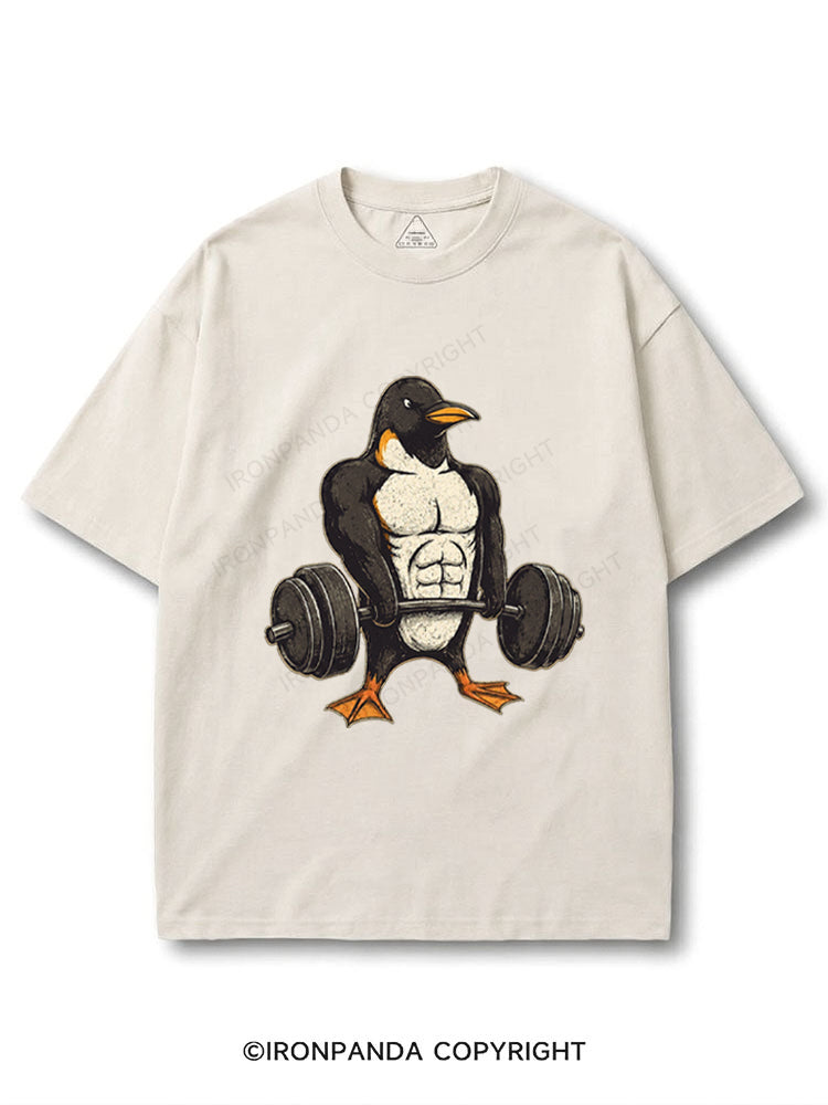 Muscular Penguin Deadlifting Heavy COTTON PUMP COVER