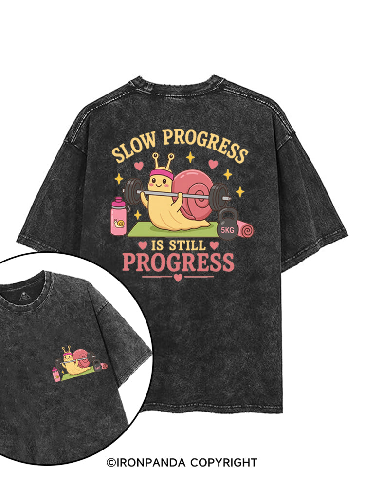 LOW PROGRESS IS STILL PROGRESS CUTE GYM SNAIL printed Gym Shirt