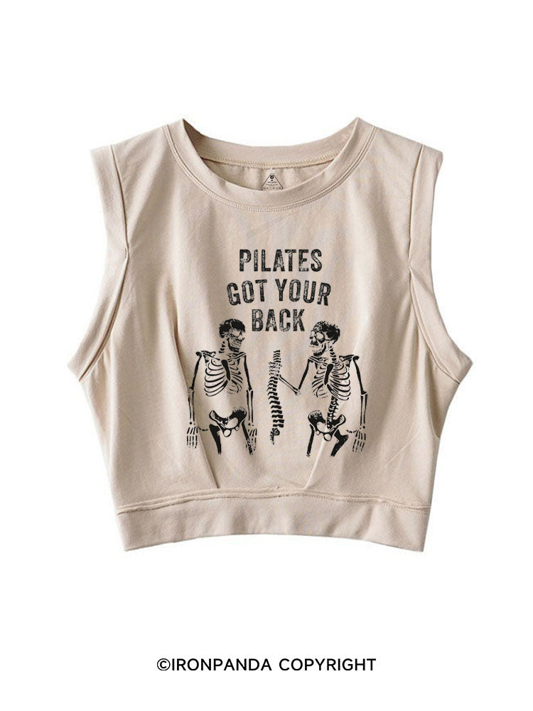 PILATES GOT YOUR BACK SKELETON SLEEVELESS CROP TOPS