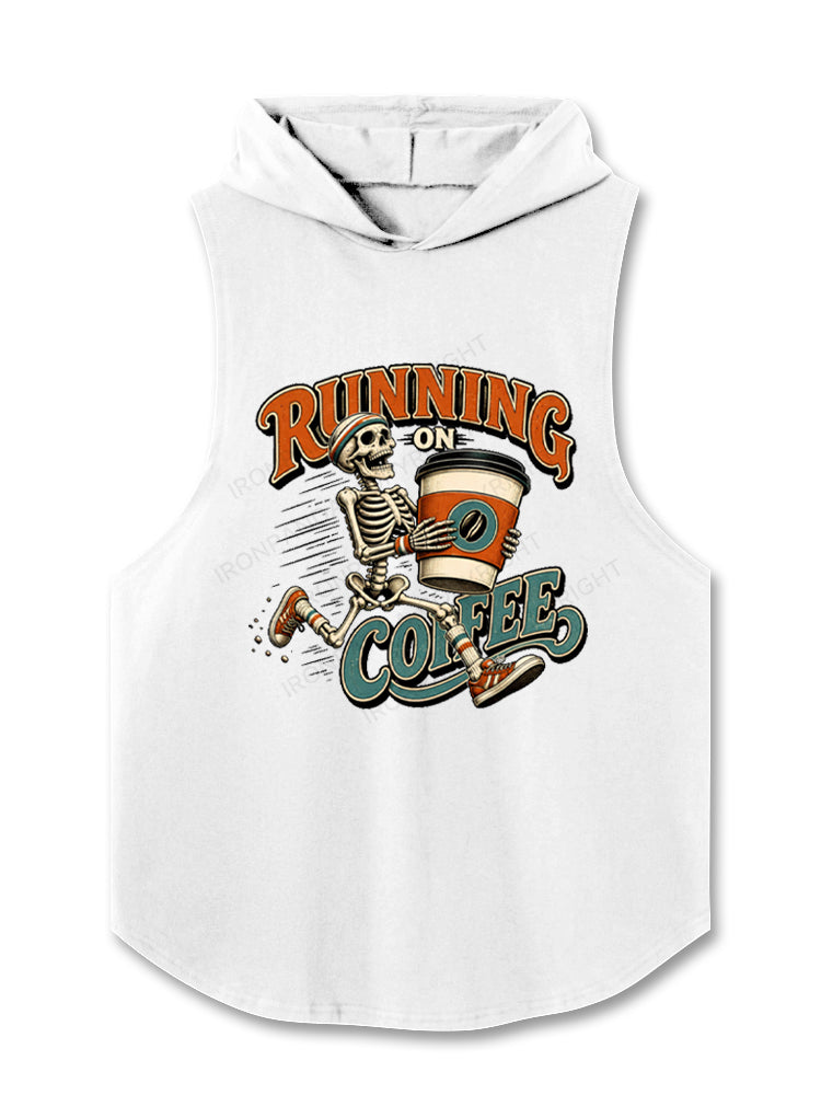 Running on Coffee Skeleton Hooded Tank