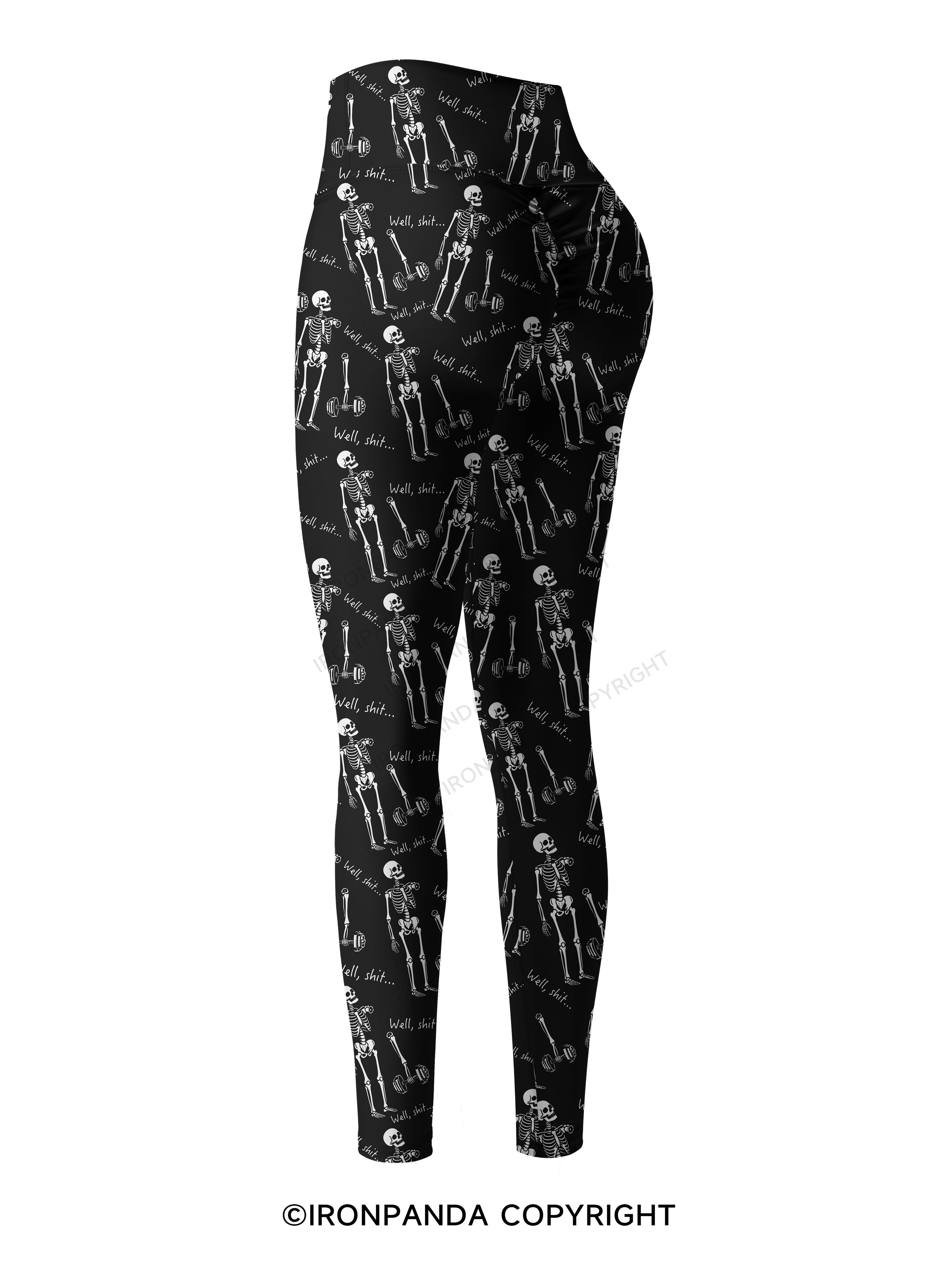 Well Shit Funny Skeleton Printed Yoga Pants