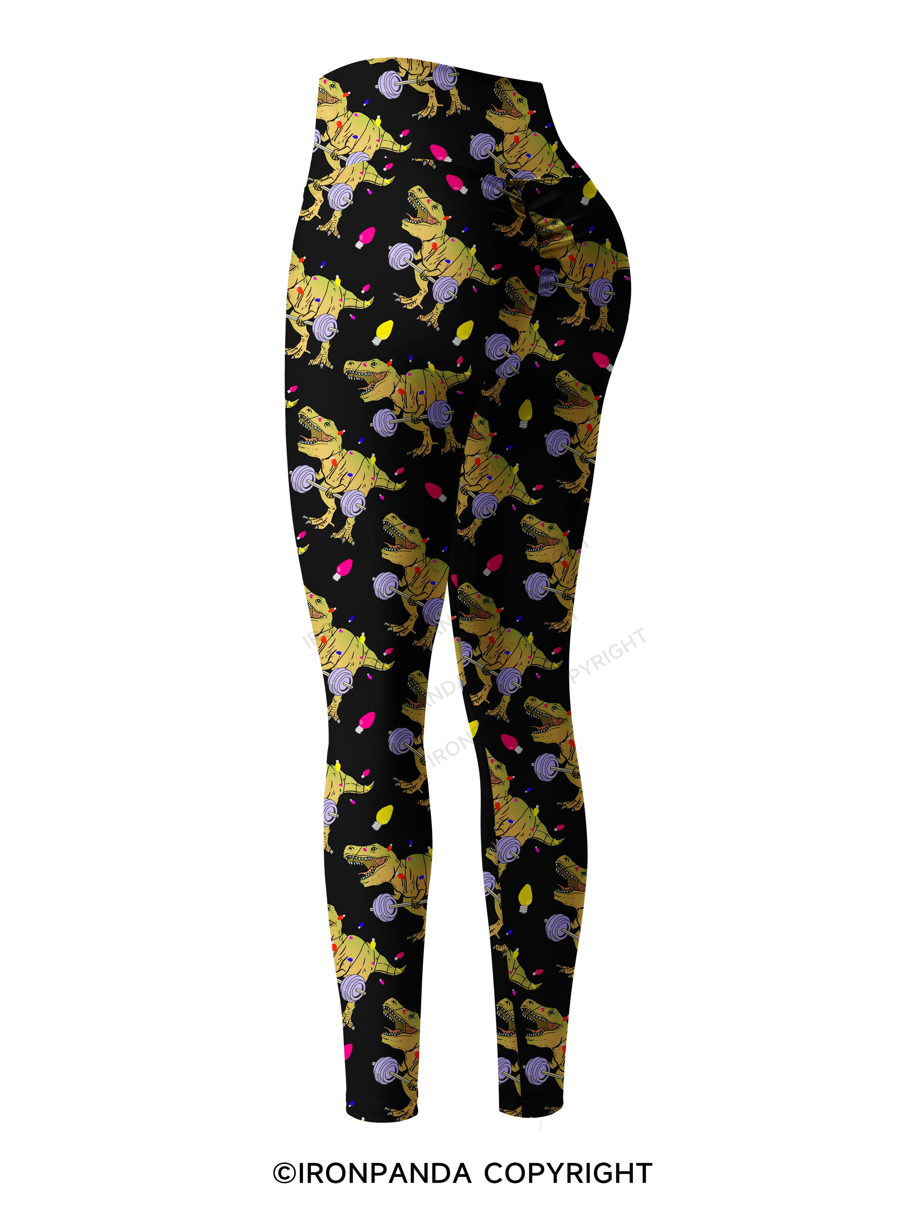 Christmas Dinosaur Printed Yoga Pants