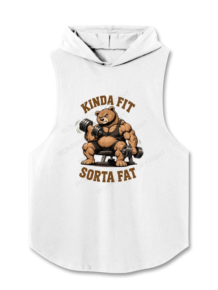 Kinda Fit Sorta Fat Power Bear Hooded Tank