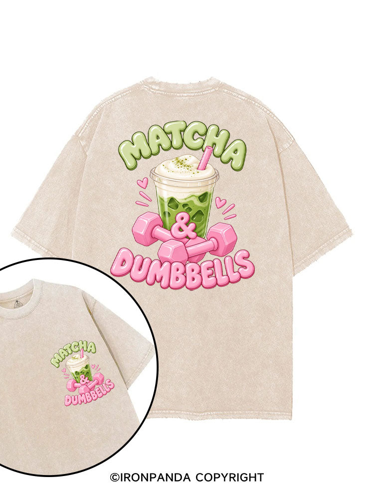 MATCHA & DUMBBELLS MATCHA GYM LOVER printed Gym Shirt