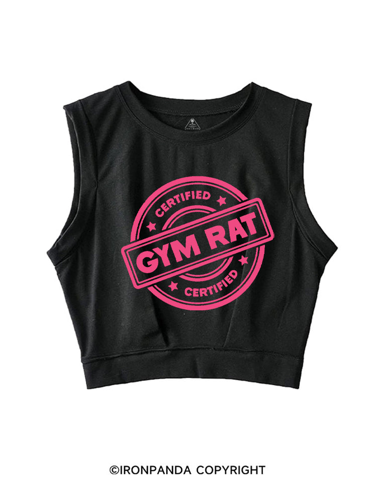 CERTIFIED GYM RAT WORKOUT SLEEVELESS CROP TOPS