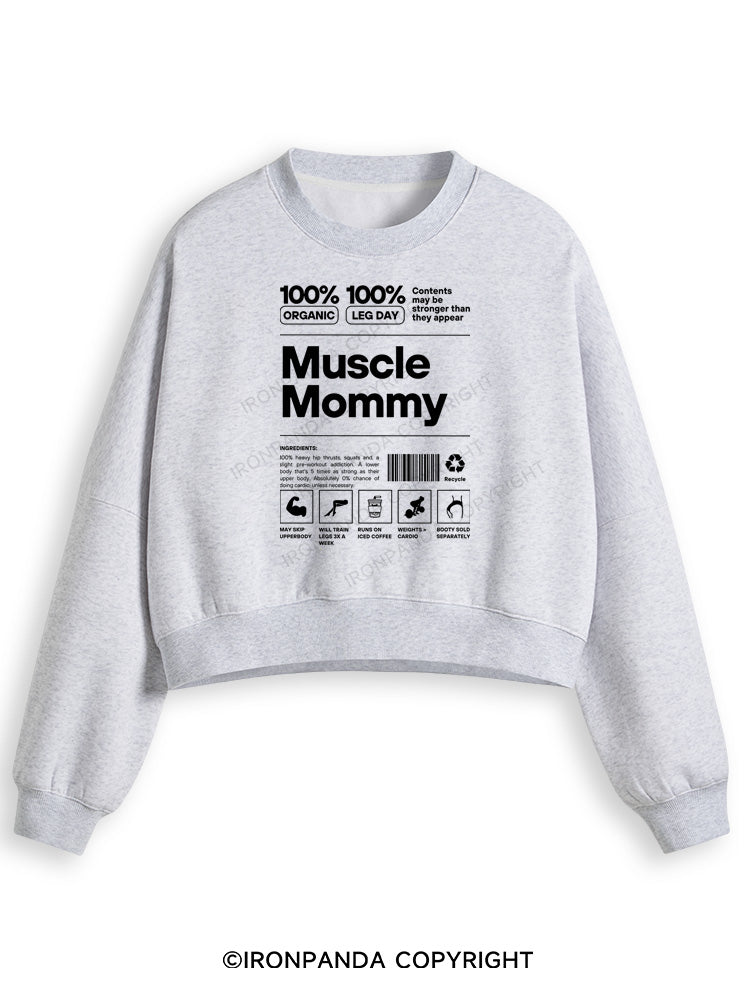 Muscle Mom Letters Fleece Crop Sweatshirt