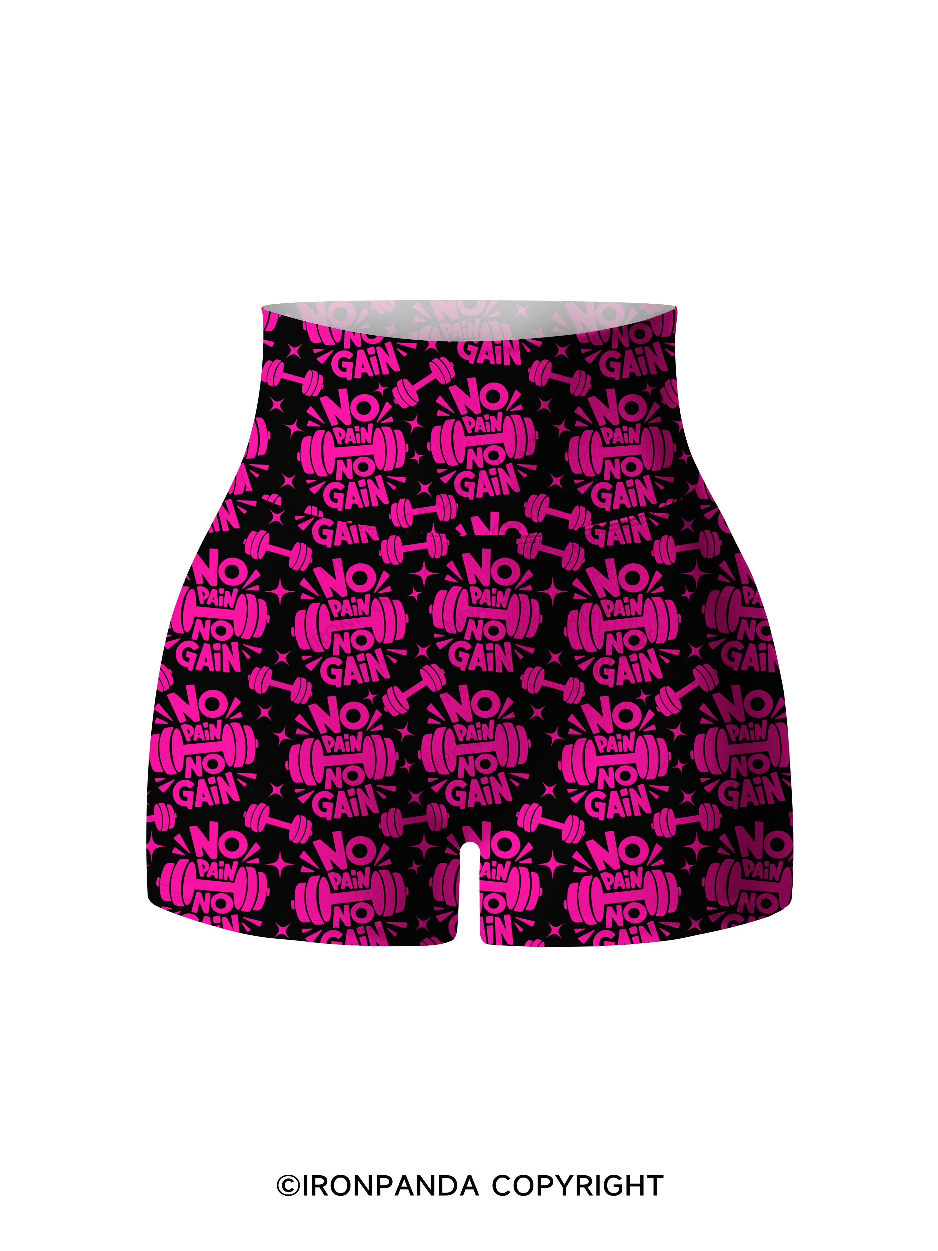 No Pain No Gain Printed Yoga Shorts