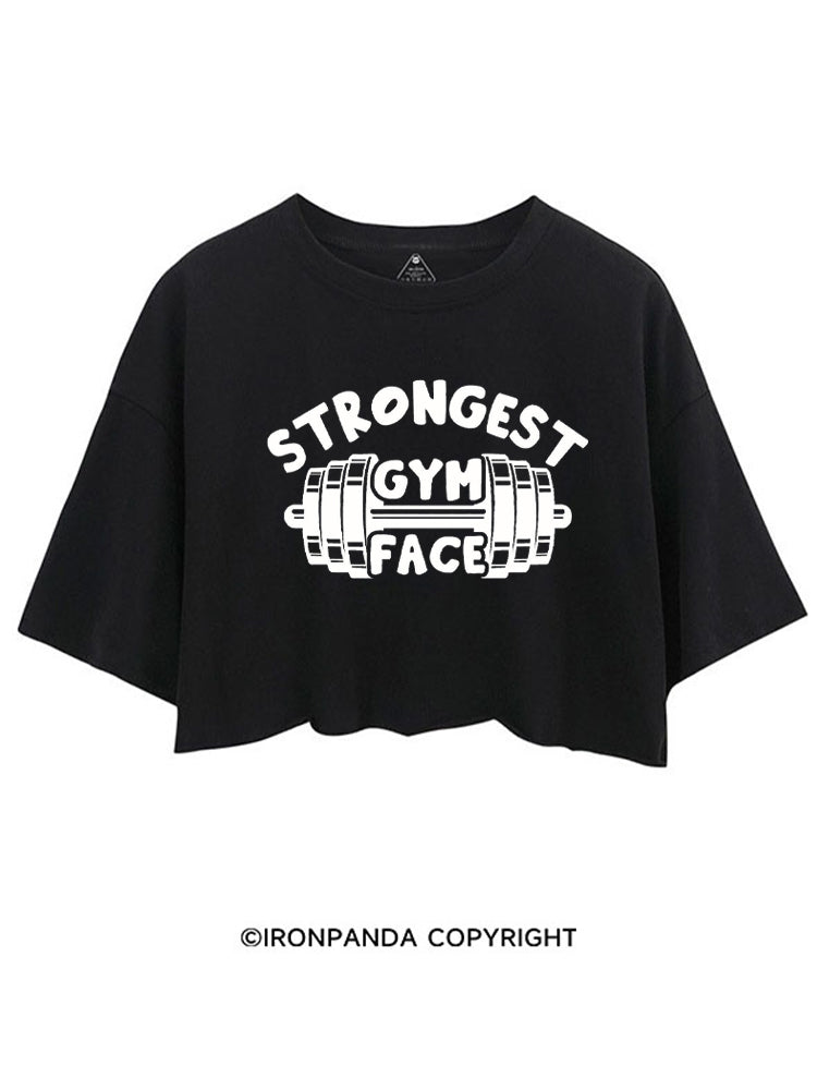 STRONGEST GYM FACE CROP TOPS