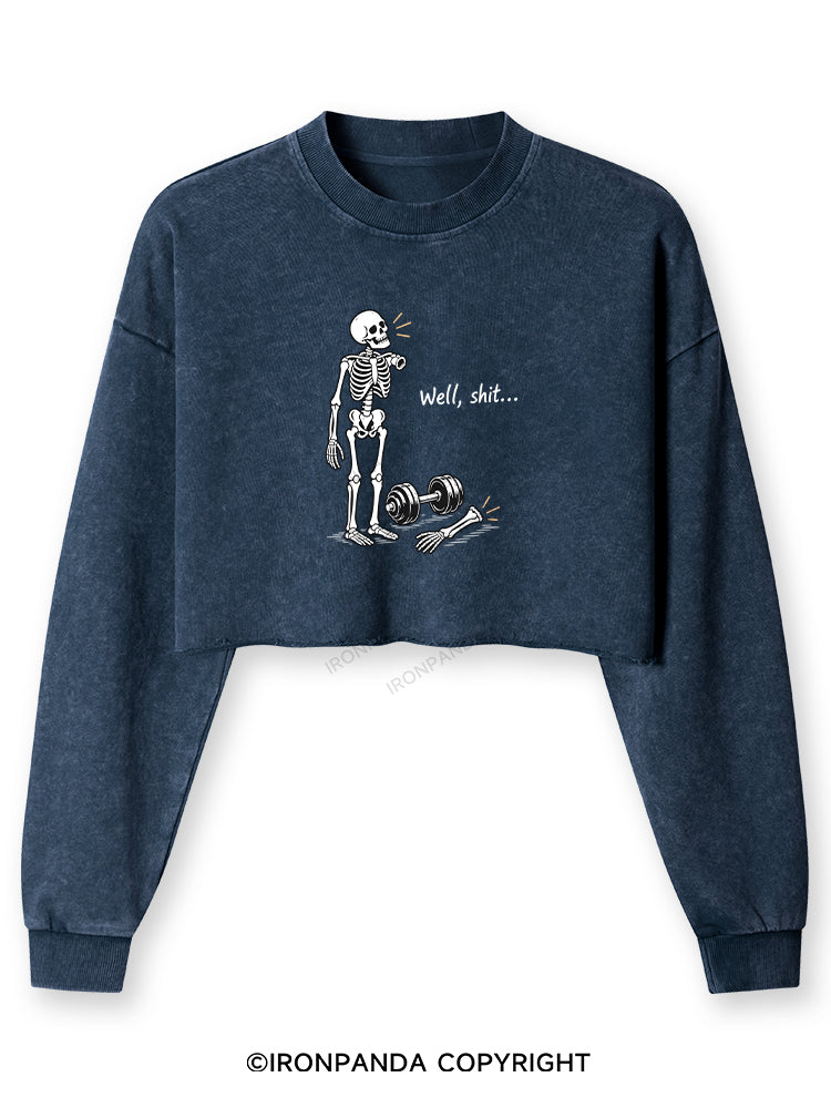 Well Shit Skeleton Washed Long-Sleeve Crop Top