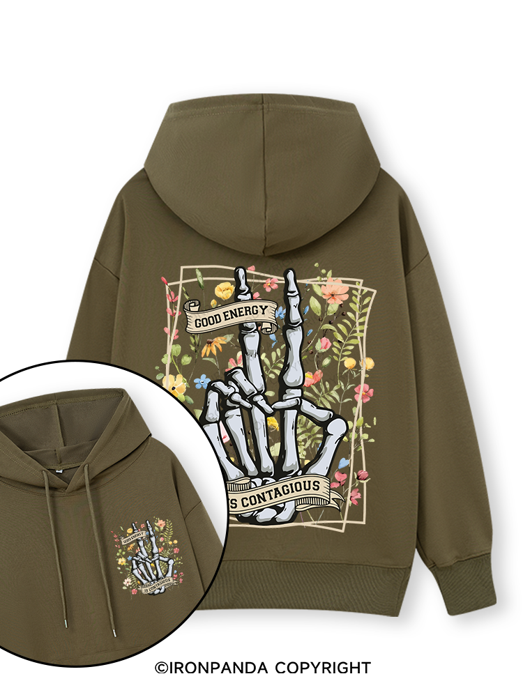 GOOD ENERCY IS CONTAGIOUS Double-Sided Printed Classic Gym Hoodie