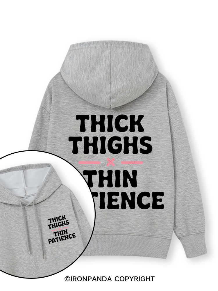 THICK THIGHS × THIN PATIENCE Double-Sided Printed Classic Gym Hoodie