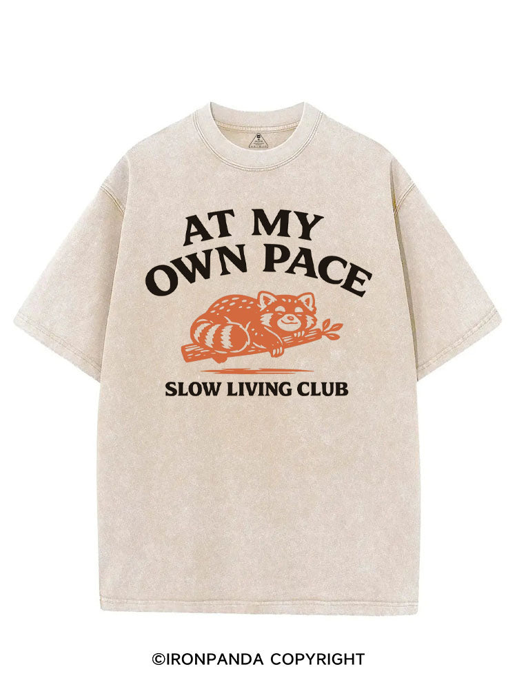 AT MY OWN PACE SLOW LIVING CLUB RACCOON VINTAGE GYM SHIRT