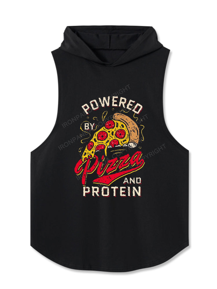POWERED BY PIZZA AND PROTEIN Hooded Tank