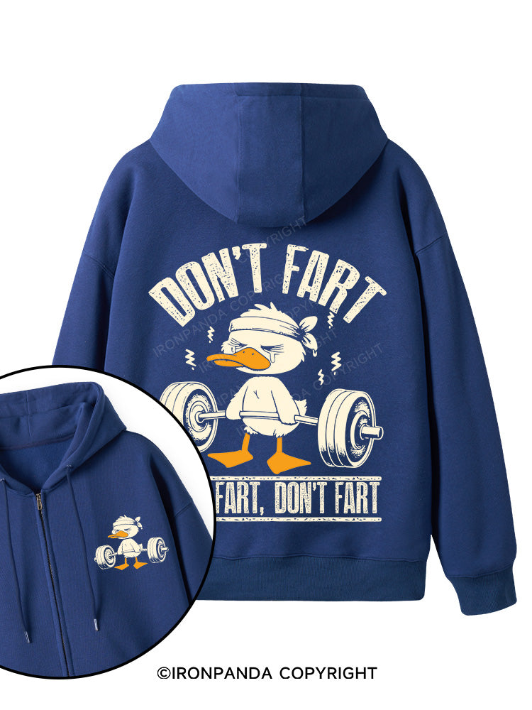Don't Fart Duck Double-Sided Printed Fleece Zip Up Hoodie
