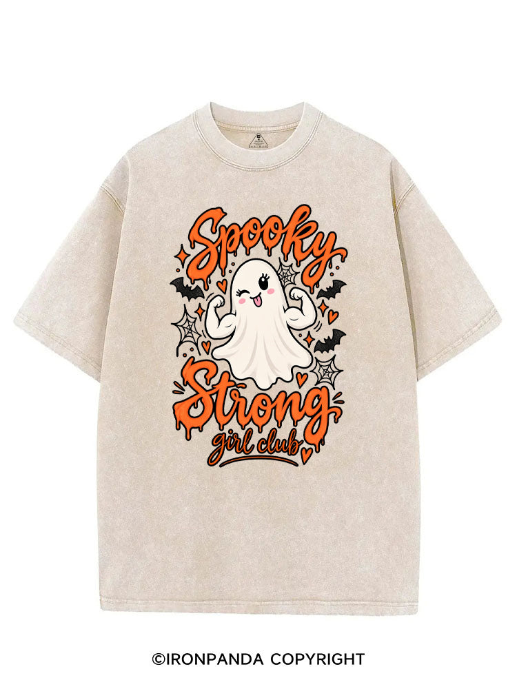 SPOOKY STRONG GIRL CLUB GHOST HALLOWEEN VINTAGE GYM SHIRT