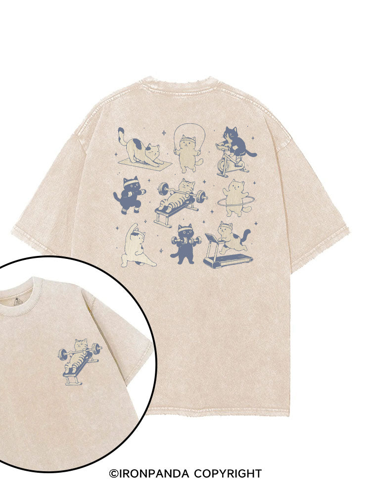 CUTE CAT LIFTING CLUB printed Gym Shirt
