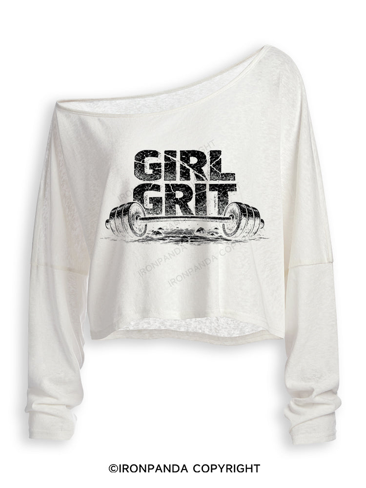 GIRL GRIT Off Shoulder Long Sleeve Crop Top