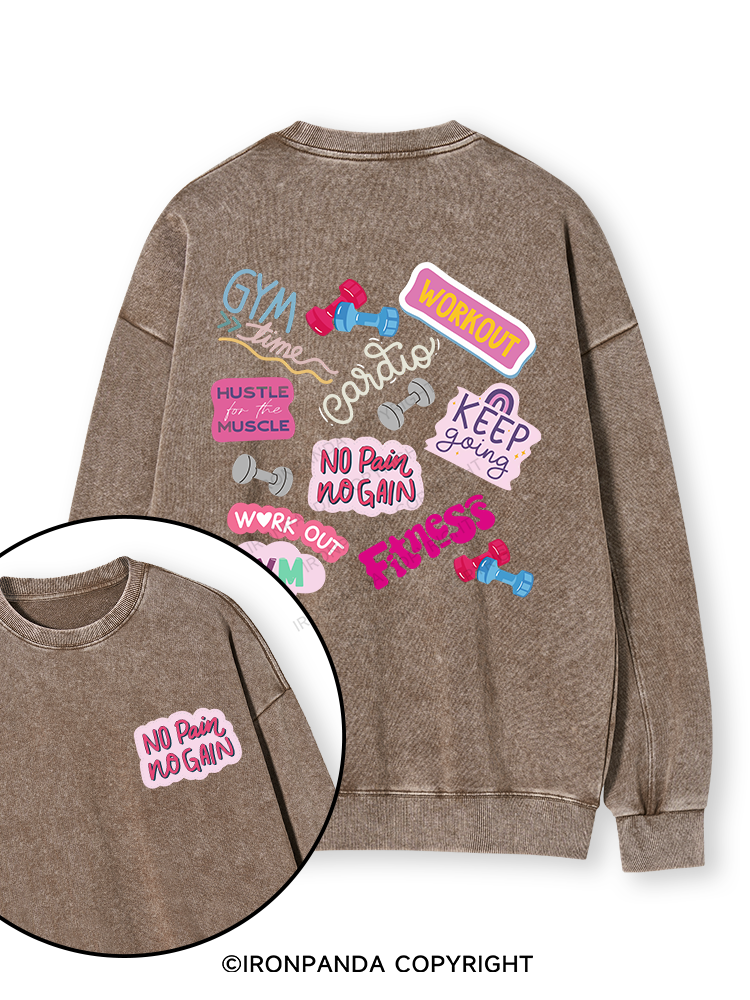 Colorful Fitness Double-Sided Printed Washed Sweatshirt