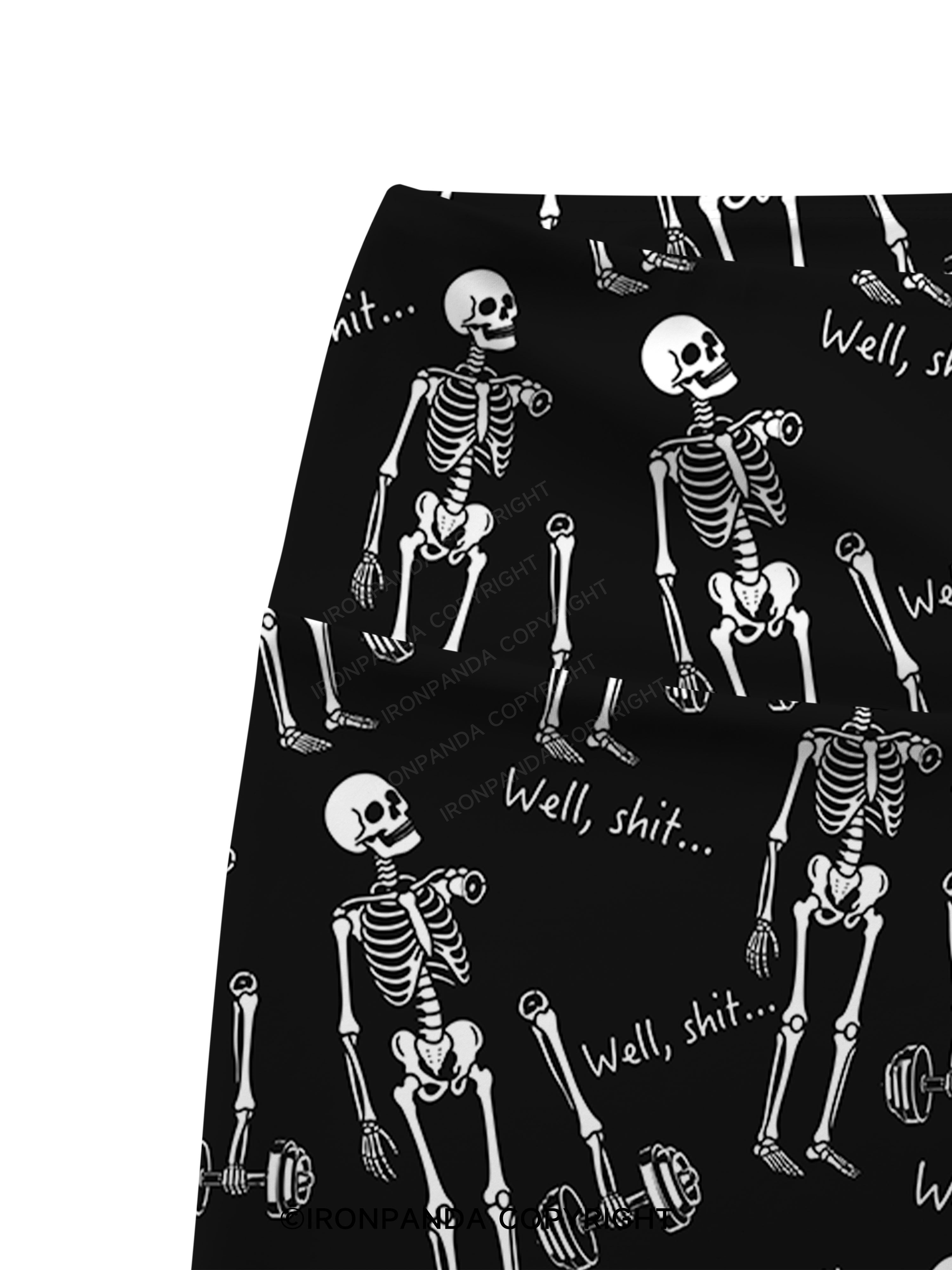 Well Shit Funny Skeleton Printed Yoga Cycling Shorts